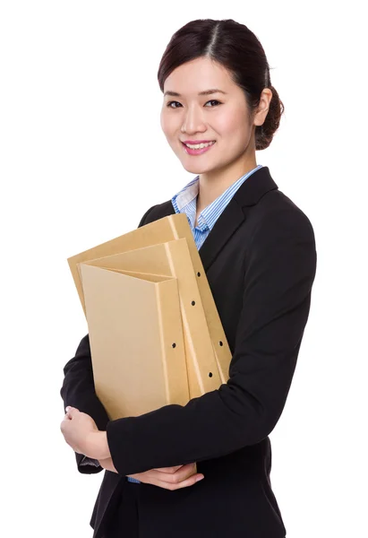 Asiática joven mujer de negocios en traje negro — Foto de Stock