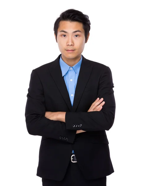 Азиатский красивый бизнесмен в черном костюме — стоковое фото