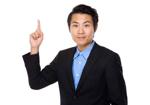 Aziatische knappe zakenman in zwart pak — Stockfoto