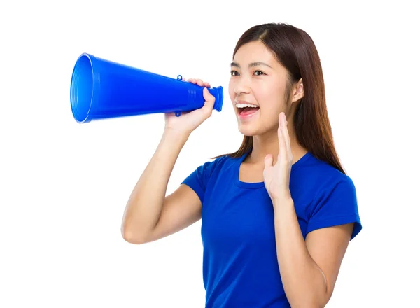 Asian young woman in blue t-shirt — Stock Photo, Image