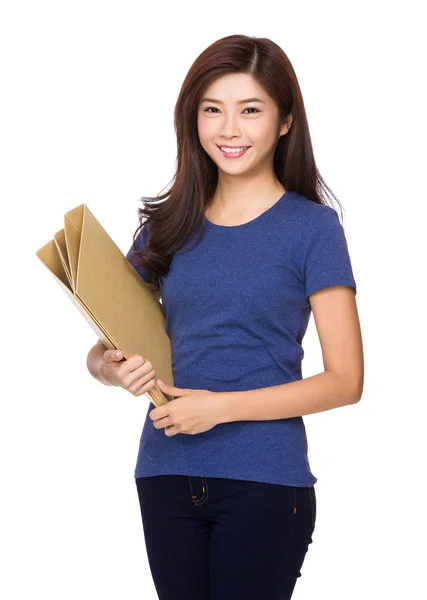 Asiatico giovane donna in blu t-shirt — Foto Stock