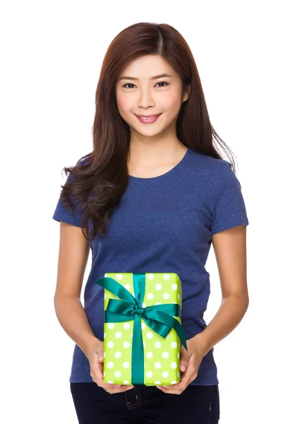 Asian young woman in blue t-shirt — Stock Photo, Image