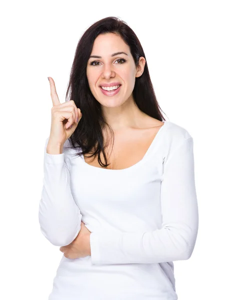 Caucasian brunette woman in white sweater Royalty Free Stock Images