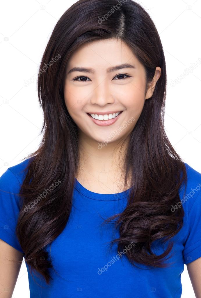 Young Asian woman in blue t-shirt