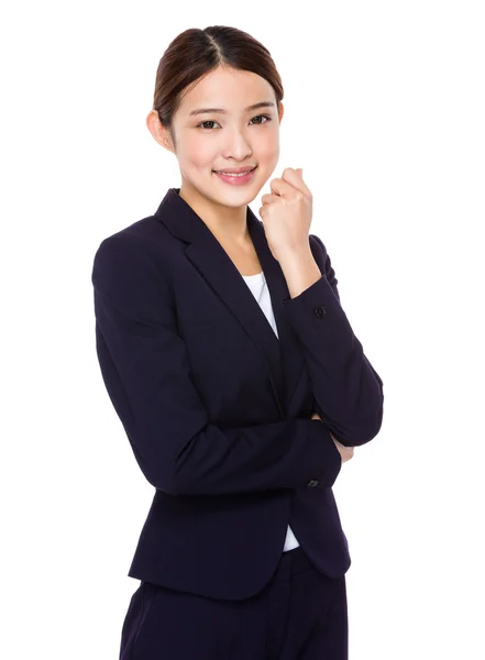 Asian young businesswoman in black suit — Stock Photo, Image