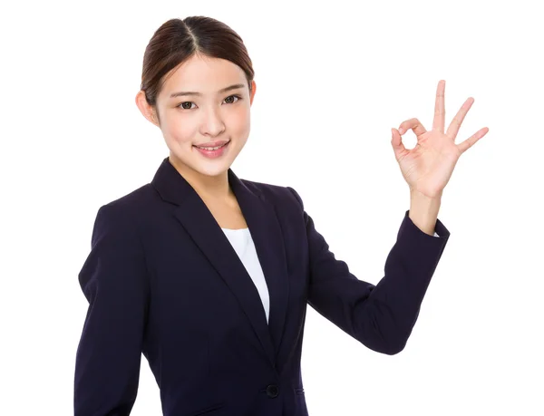 Asian young businesswoman in black suit — Stock Photo, Image