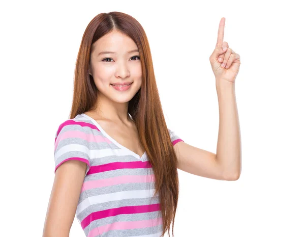 条纹 t 恤的亚洲年轻女子 — 图库照片