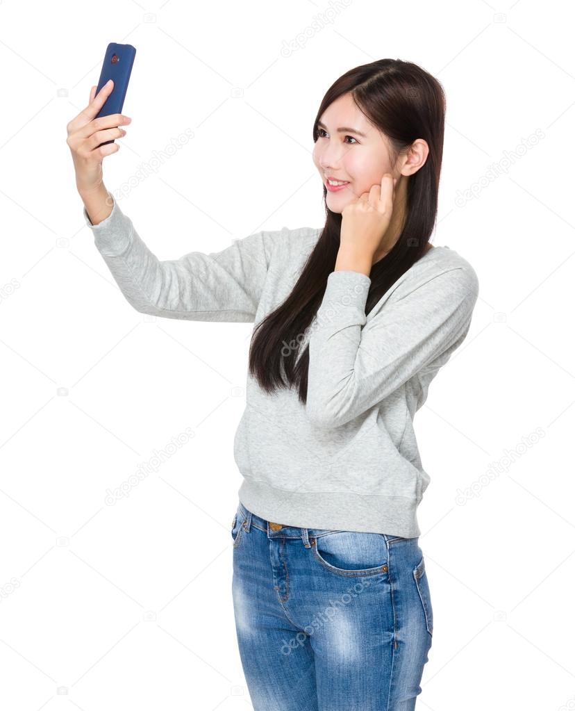 Asian woman take selfie