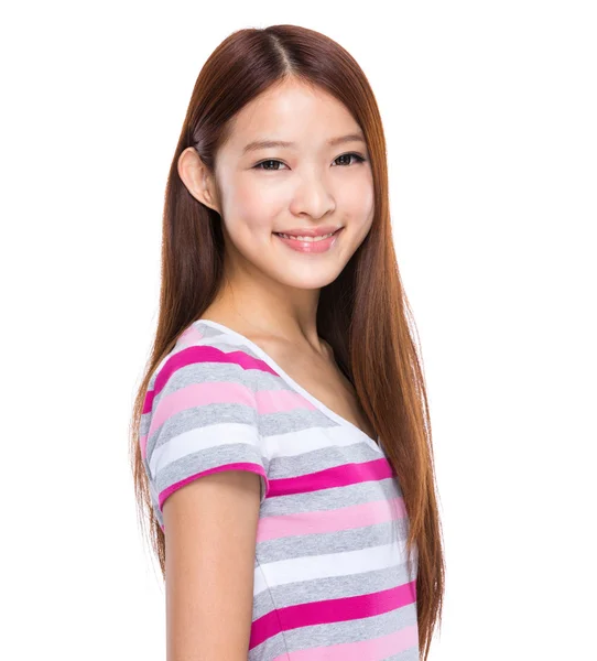 Asian young woman in striped t-shirt — Stock Photo, Image