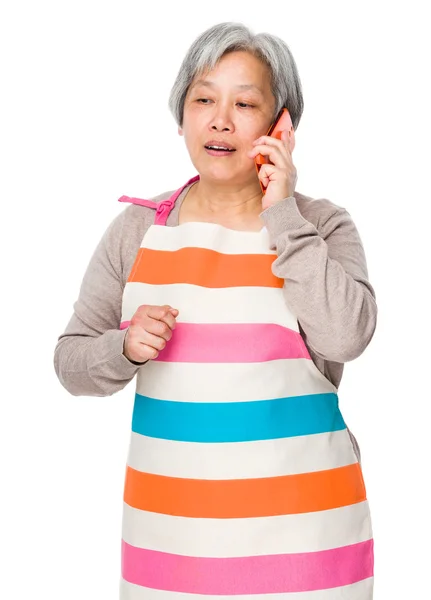 Asian old housewife in apron — Stock Photo, Image