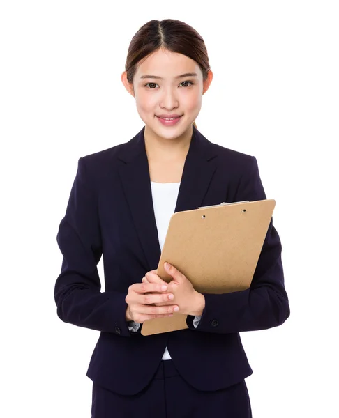 Asiática joven mujer de negocios en traje negro — Foto de Stock