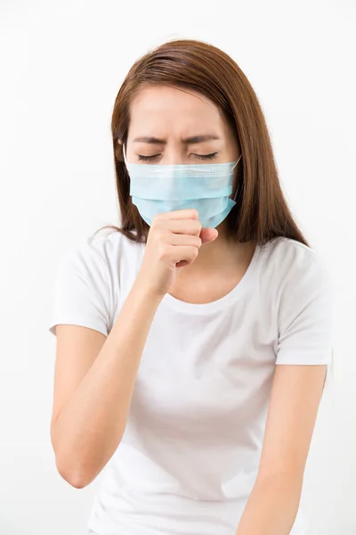 Ázsiai beteg asszony arcát maszkkal — Stock Fotó