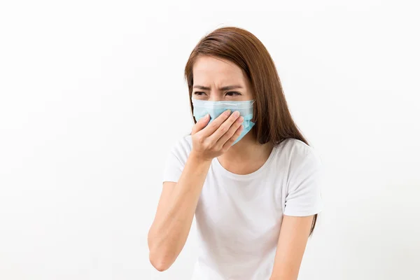 Azjatyckie kobiety chore z Maseczka do twarzy — Zdjęcie stockowe