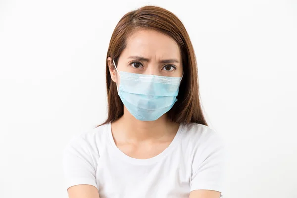 Young asian sick woman in mask — Stock Photo, Image