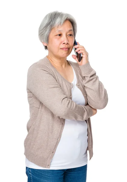 Asian mature woman in beige cardigan — Stock Photo, Image