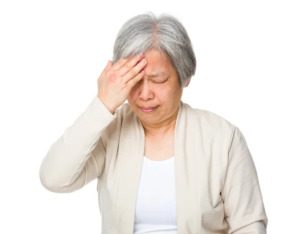 Asian mature woman in beige cardigan — Stock Photo, Image