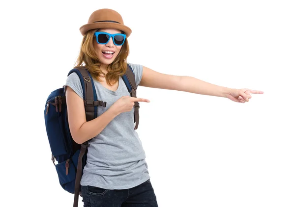 Asian young woman with backpack — Stock Photo, Image