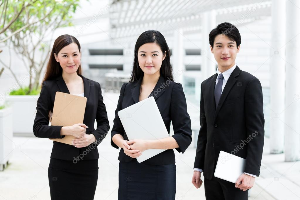 Confident asian business people at outdoor