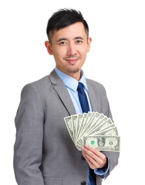 Asian businessman with USD — Stock Photo, Image