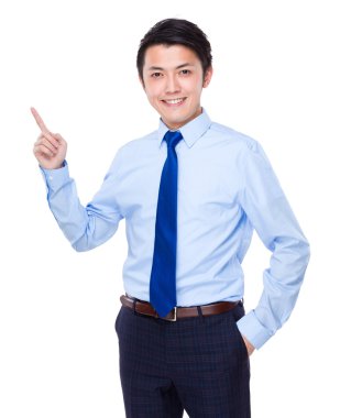 mavi gömlekli Asya yakışıklı işadamı