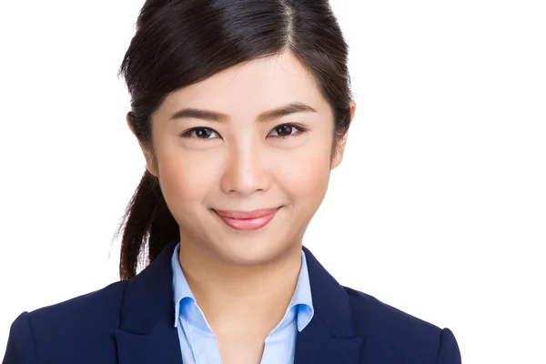Asiatische junge Geschäftsfrau im blauen Anzug — Stockfoto