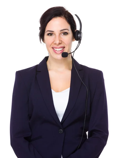 Klant diensten agent met headset — Stockfoto