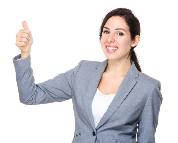 Caucasian brunette businesswoman in business suit — Stock Photo, Image