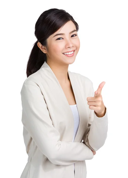 Asian young woman in beige jacket — Stock Photo, Image