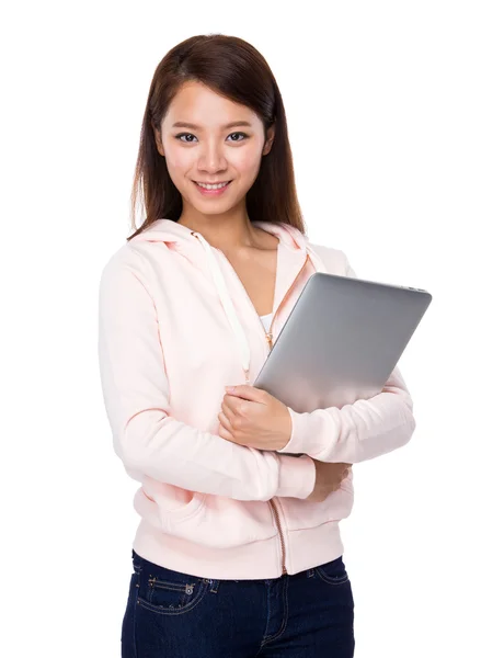 Young asian womam in pink hoodie — Stock Photo, Image