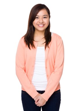 Pembe Hırka Asyalı genç kadın