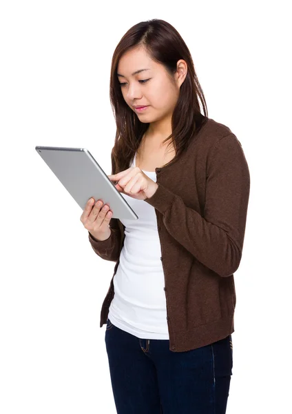 Asian young woman in brown cardigan — Stock Photo, Image