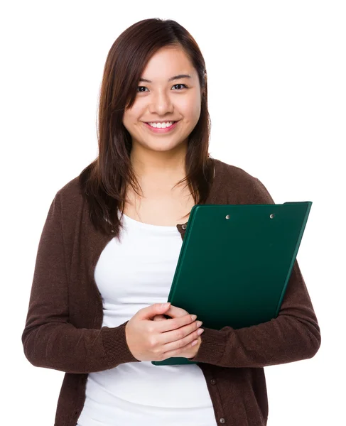 Asian young woman in brown cardigan — Stock Photo, Image