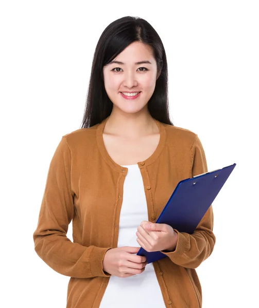 Asian young woman in brown cardigan — Stock Photo, Image