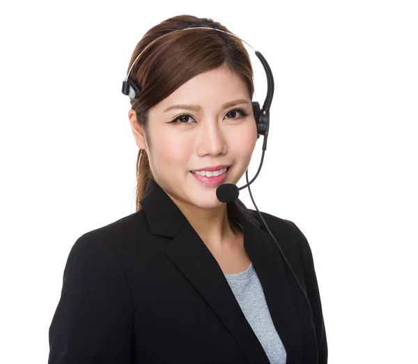 Asiática feminina operador de serviços ao cliente — Fotografia de Stock