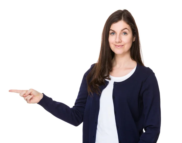 Caucasian brunette woman in blue cardigan — Stock Photo, Image