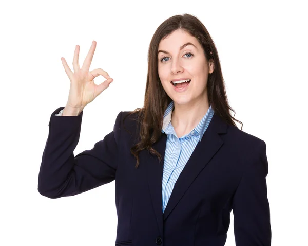 Caucasian brunette businesswoman in business suit — Stock Photo, Image