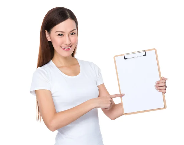 Asian young woman in white t-shirt — Stock Photo, Image