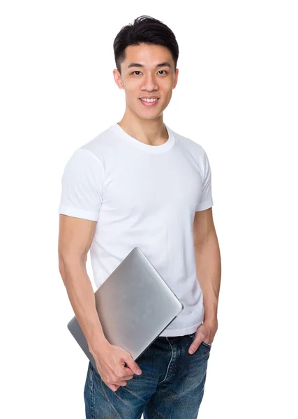 Asiatico bello uomo in bianco t-shirt — Foto Stock