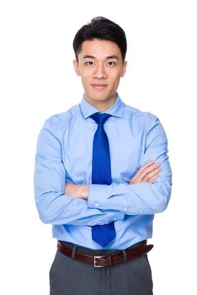 Asiático guapo hombre de negocios en azul camisa — Foto de Stock