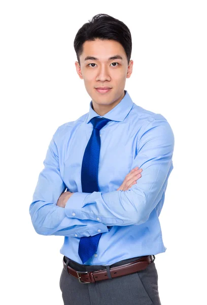 Asiático bonito homem de negócios em camisa azul — Fotografia de Stock