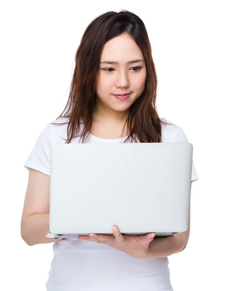 Young asian woman in white t-shirt — Stock Photo, Image