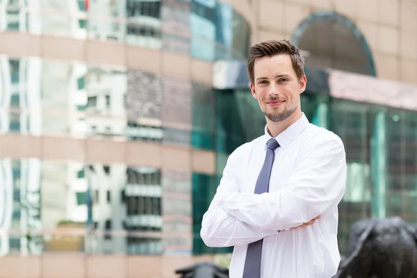 Caucasian handsome businessman in white shirt — Stock Photo, Image