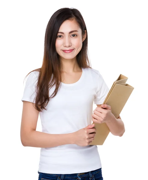 Asian young woman in white t-shirt — Stock Photo, Image