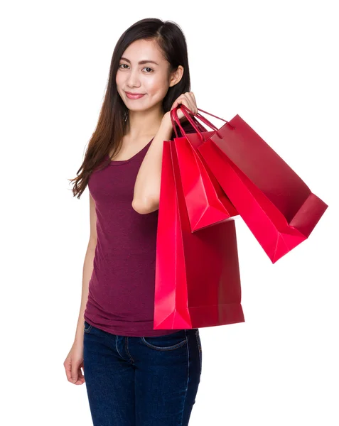 Young asian girl in red t-shirt — Stock Photo, Image