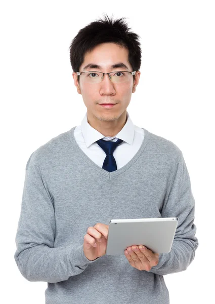 Asiatico giovane uomo d'affari in grigio maglione — Foto Stock