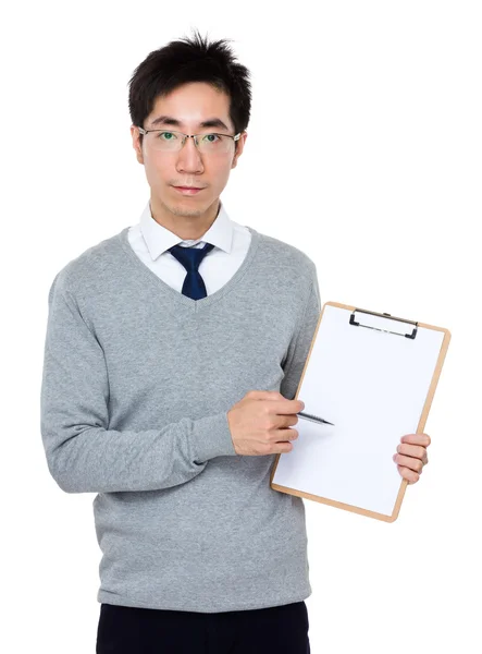 Asiático joven hombre de negocios en gris suéter — Foto de Stock