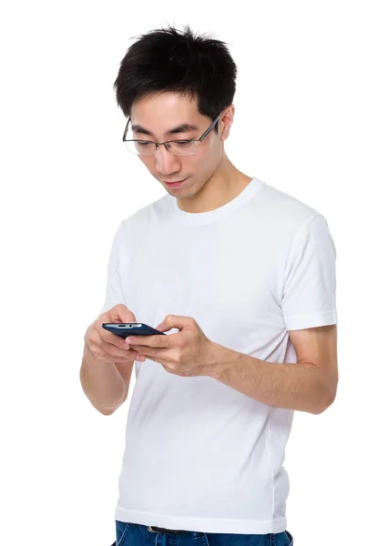 Asiático joven hombre en blanco camiseta —  Fotos de Stock