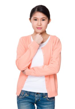 Pembe Hırka Asyalı genç kadın