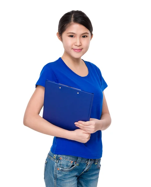 Asiatico giovane donna in blu t-shirt — Foto Stock