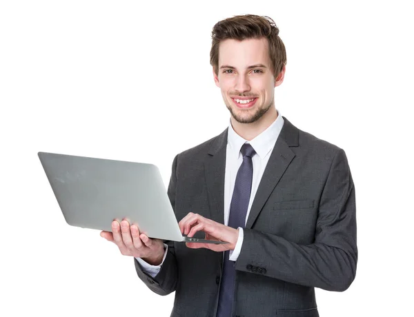 Caucásico guapo hombre de negocios en traje de negocios — Foto de Stock